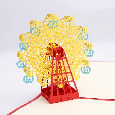 Japanese style 3D greeting card Ferris wheel handcraft card - sumi