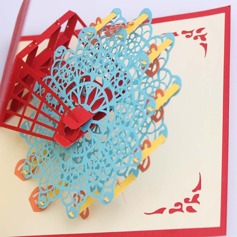 Japanese style 3D greeting card Ferris wheel handcraft card - sumi