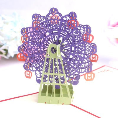 Japanese style 3D greeting card Ferris wheel handcraft card - sumi