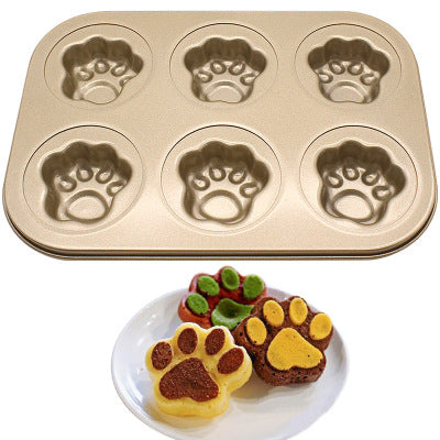 Non-stick 6-cake baking tray Cat-claw shell oven baking tray 6-baked pan DIY pastry bread mold carbon steel - sumi