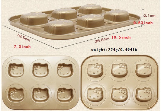 Non-stick 6-cake baking tray Cat-claw shell oven baking tray 6-baked pan DIY pastry bread mold carbon steel - sumi