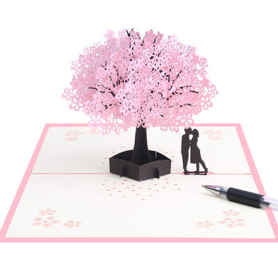 Japanese style cherry blossom 3D greeting card - sumi