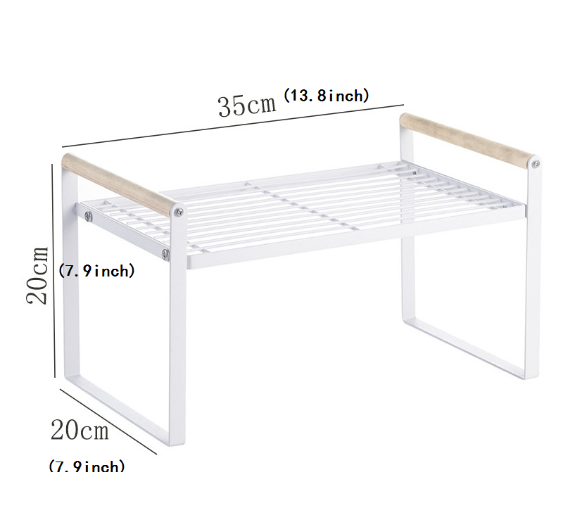 Table Board Organizer with Wood Handle, White, 2 tiers - sumi