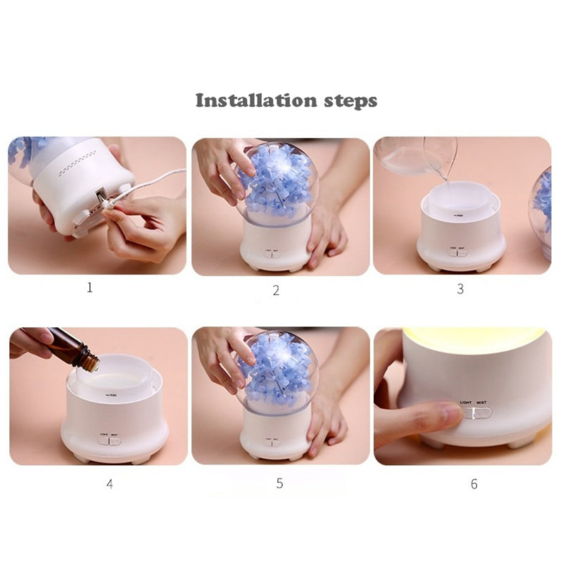 Ultrasonic Humidifier Essential Oil Aroma Diffuser Night light Cool Mist Humidificador With Flower - sumi