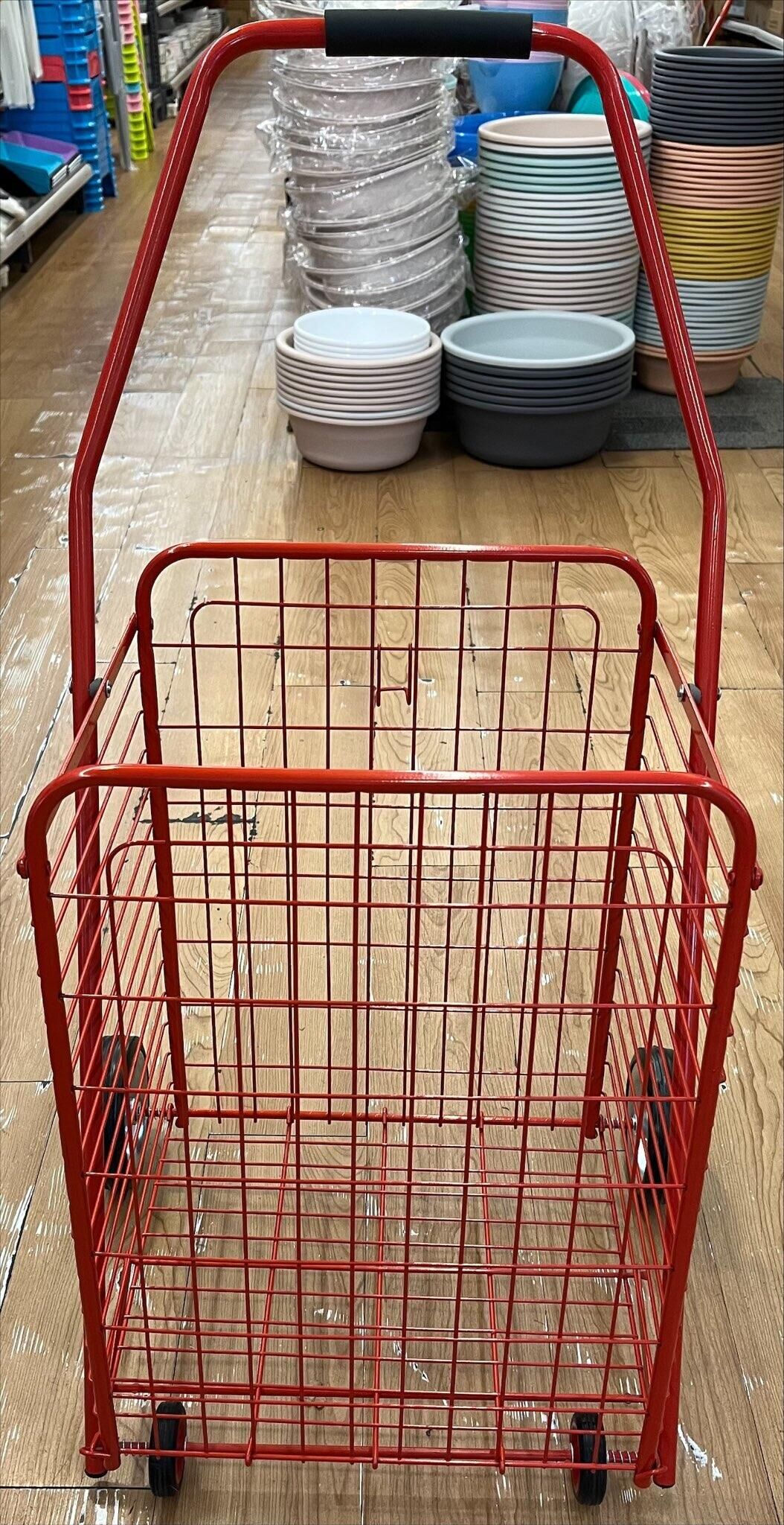 406 Square Shopping Cart-Red Blue  Metal