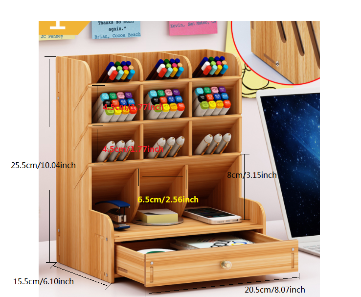 Japanese Style Woonden Mini Stationary Organizer